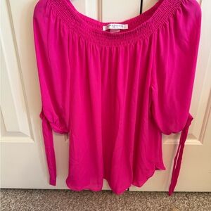 Peter Nygard Pink Smocked Blouse with Relaxed Fit